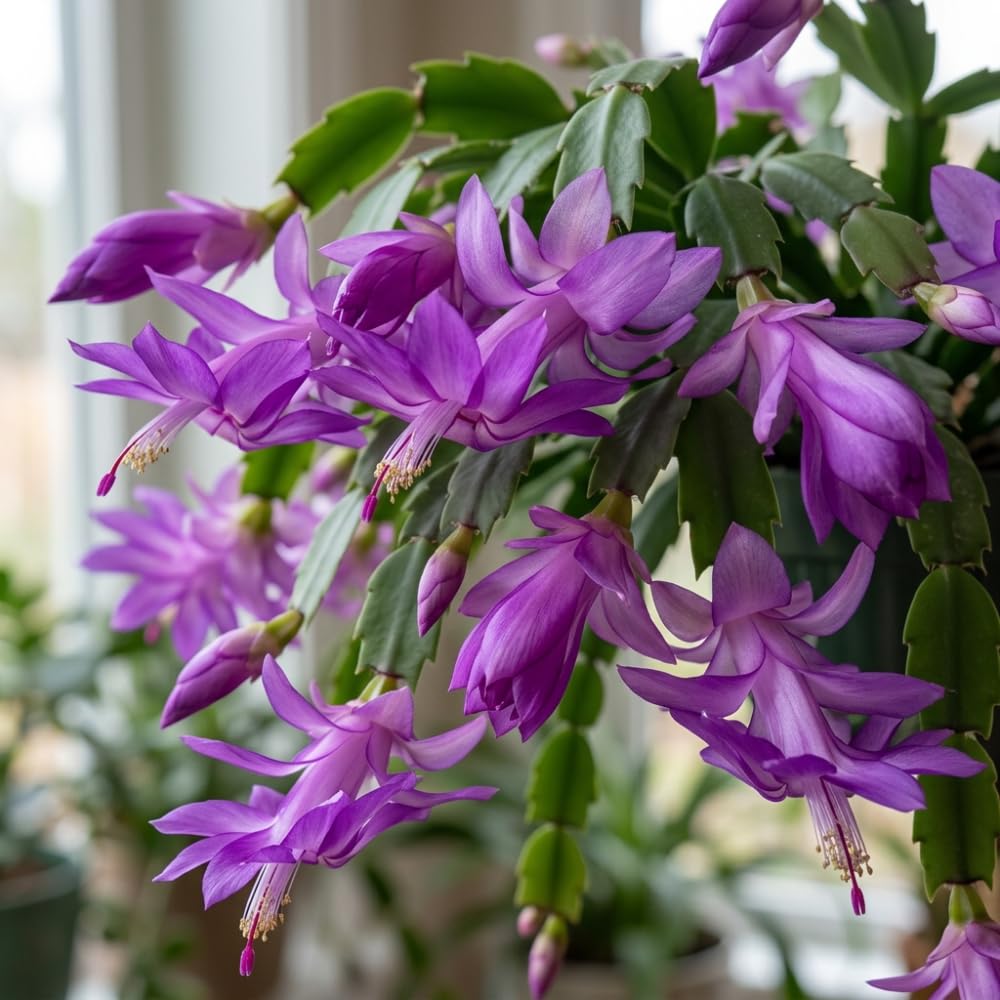 Orange Christmas Cactus Plant, 5-6 Inch Tall, Winter Blooming Succulent Starter for Home Décor, Low Maintenance Plant for Bright Indoor Spaces and Holiday Gifts