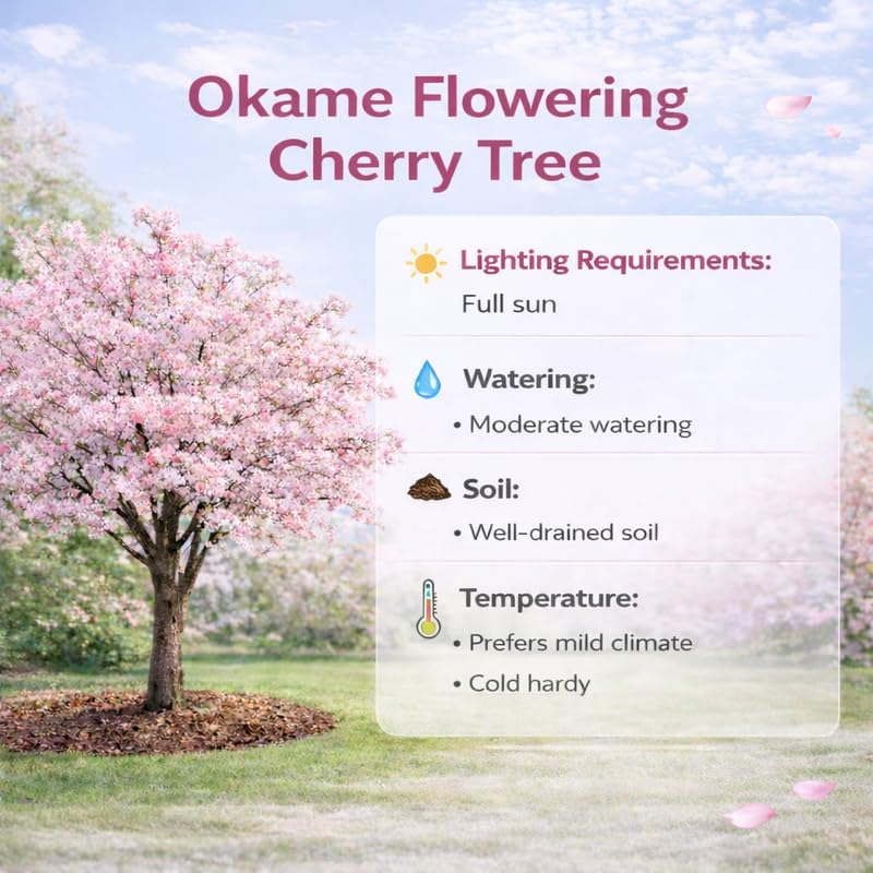 2 Okame Cherry Blossom Tree, 6-12 Inch Tall, Easy Care, Hardy Ornamental Flowering Cherry Tree, Ideal for Yard, Garden & Landscape