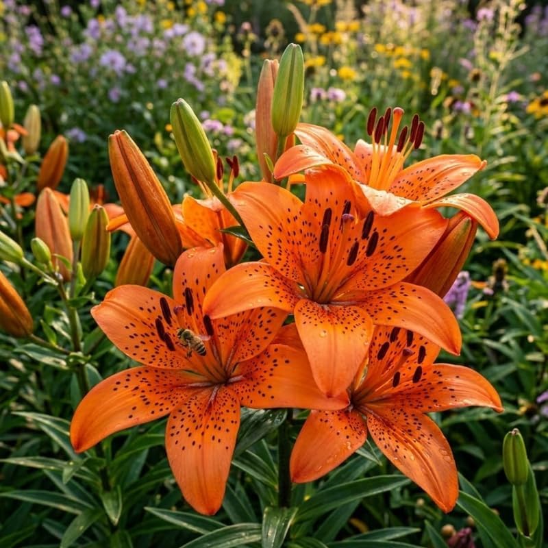 Tiger Lily Bulbs, Set 3 Lily Bulbs for Fall Planting, Bold Orange Spotted Blooms, Live Perennial Flower Bulbs for Garden Rows and Borders