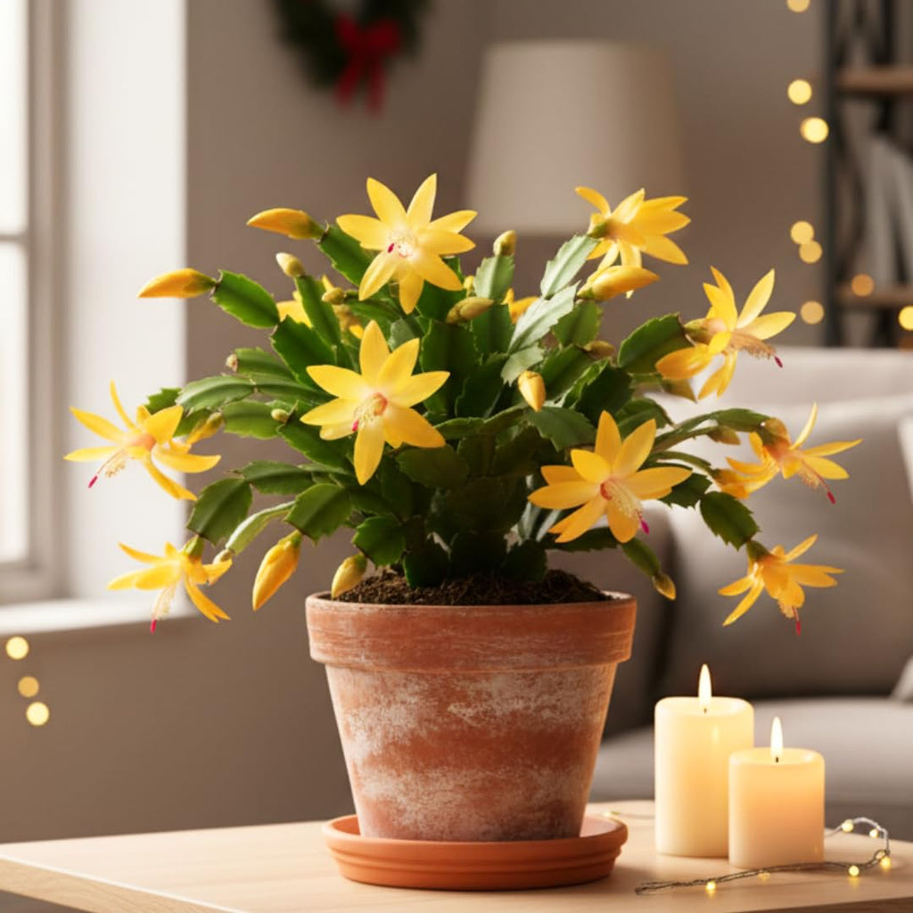 Exotic Red Christmas Cactus Plant Live| 4 to 7 Inch Tall Potted Indoor Decorative Plant for Home & Office | Live Christmas Cactus Plants Houseplants | Christmas Hanging Baskets for Outdoors