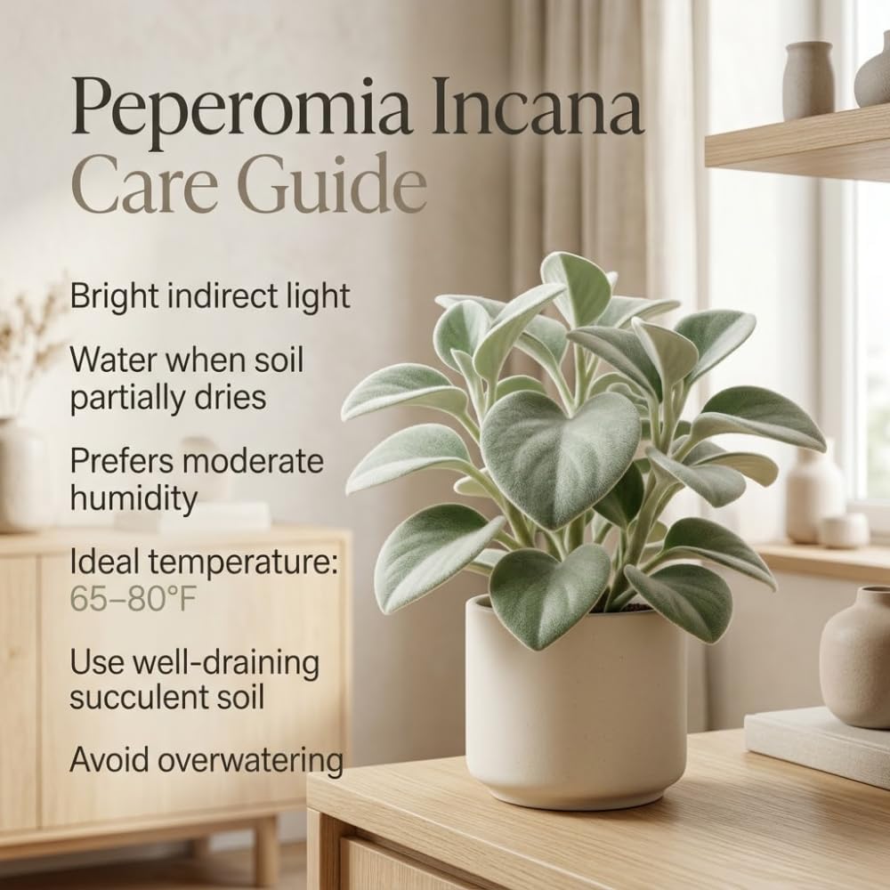 Peperomia Incana Plant, 4 Inch Pot, Stunning Fuzzy Indoor Plant for Home Décor, Robust Pet-Friendly Houseplant with Unique Thick Leaves