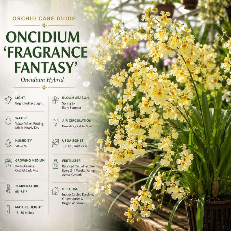 Oncidium Orchid Twinkle Live Plant, Fragrance Fantasy Oncidium Orchid Flower, Vibrant Blooming Houseplant for Indoor Decor, Home Office and Patio