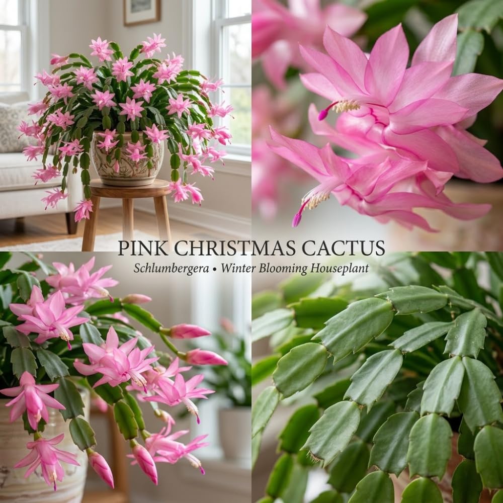 Orange Christmas Cactus Plant, 5-6 Inch Tall, Winter Blooming Succulent Starter for Home Décor, Low Maintenance Plant for Bright Indoor Spaces and Holiday Gifts