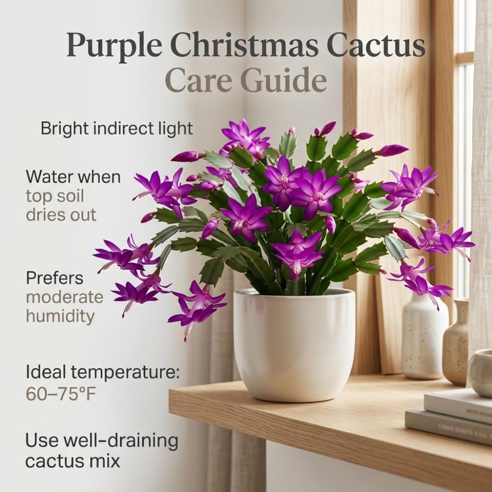 Orange Christmas Cactus Plant, 5-6 Inch Tall, Winter Blooming Succulent Starter for Home Décor, Low Maintenance Plant for Bright Indoor Spaces and Holiday Gifts