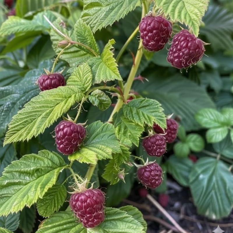 5 Raspberry Plants Live for Planting, Glencoe Purple Raspberry 12-24 Inch Tall, Thornless Berry Shrub, Productive Edible Fruit Plants for Backyard and Garden