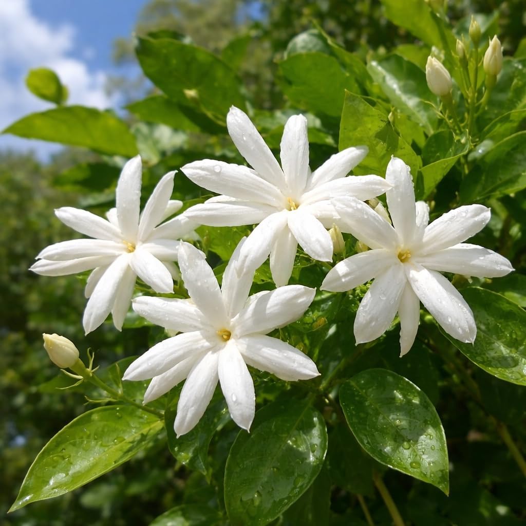 2 Jasmine Plant Live, 4 Inch Tall Belle of India Jasmine Vine Plant Live, Low Maintenance, Lush Tropical Plant with Sweet-Scented White Flowers, Ideal for Indoor and Outdoor Space