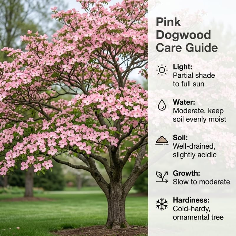 Pink Flowering Dogwood Tree Live Plant, 6-12 Inch Tall in 2.5 Inch Pot, Rosy Spring Blooming Ornamental Tree
