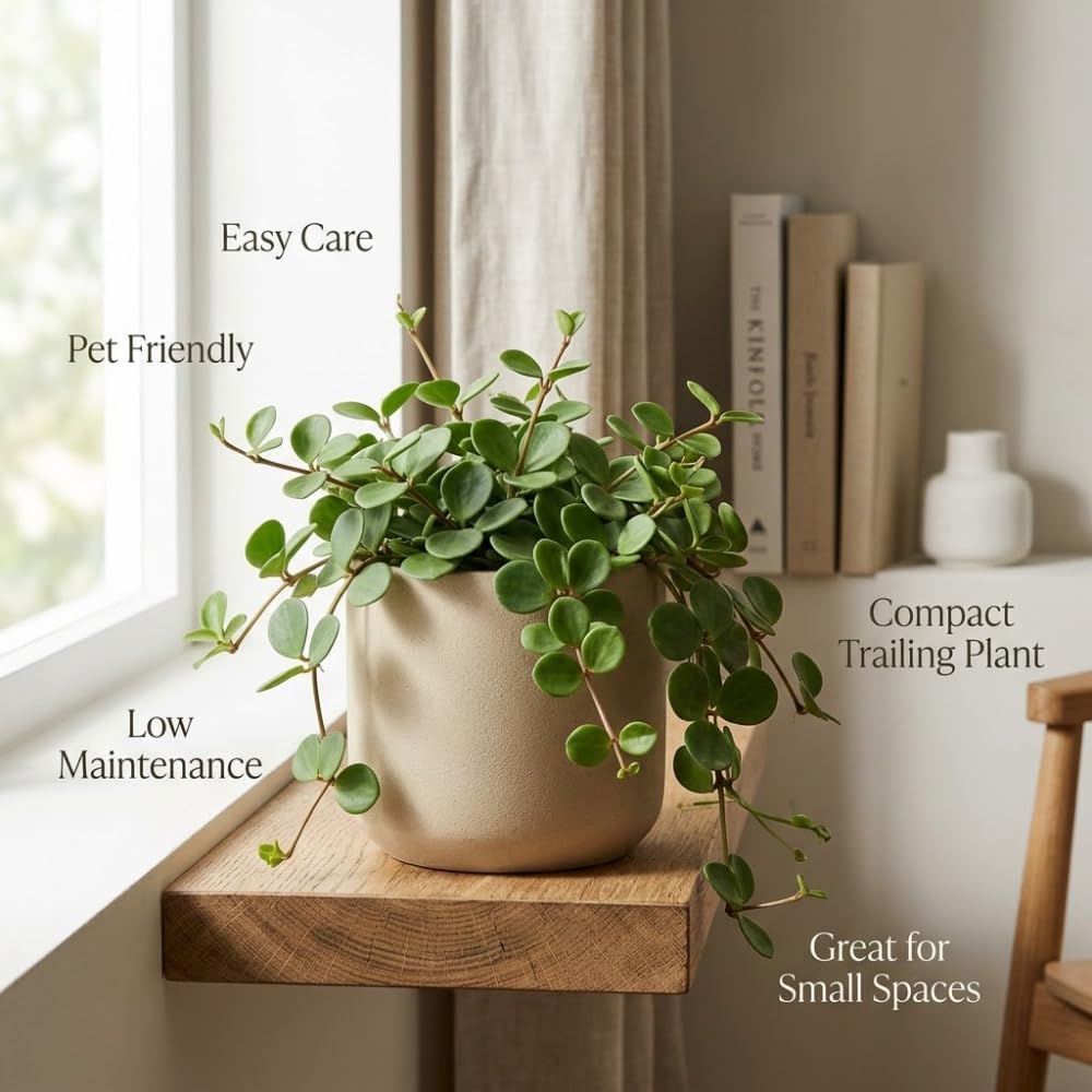 Peperomia Hope Live Plant, 4'' Inch Pot, Easy-Care Peperomia Live Indoor Houseplant, Attractive Trailing Houseplant for Home & Office Décor