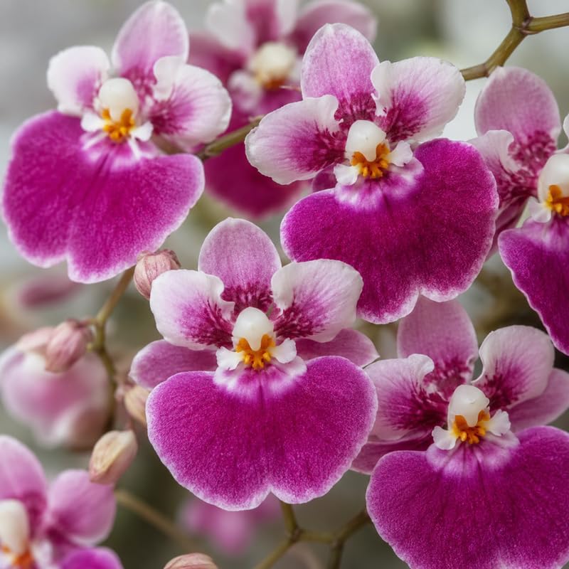 Hot Pink Tolumnia Oncidium Orchid Plant, Dancing Lady Floral Shrub, Easy Care Indoor Blooming Plant for Garden and Home Decor