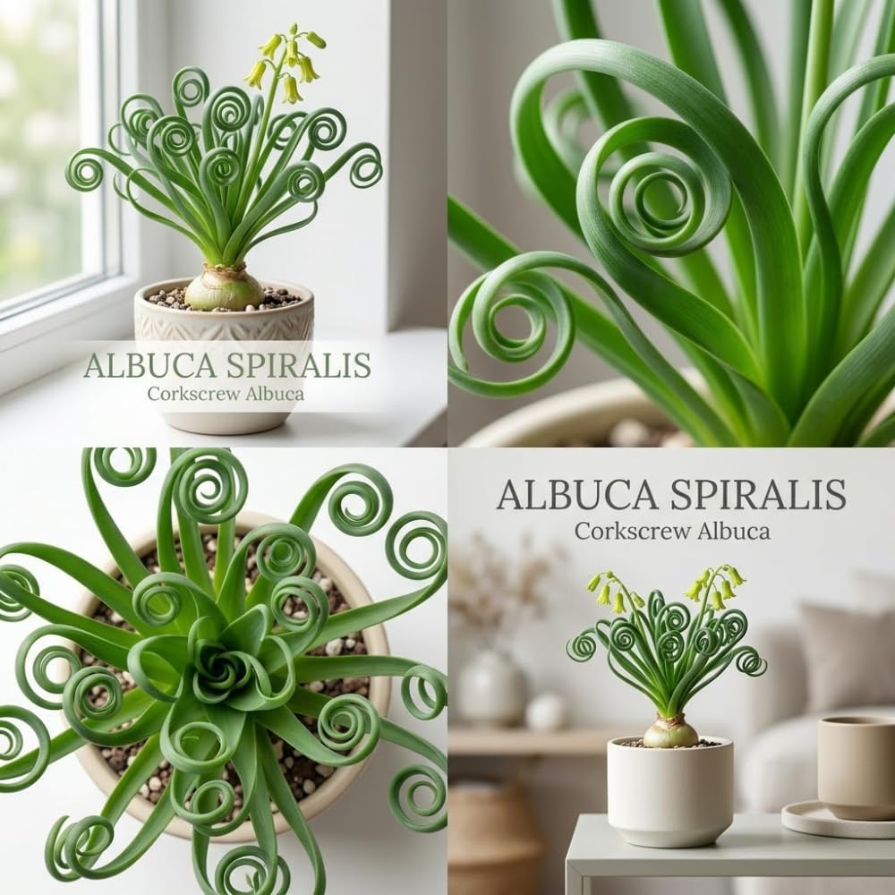 Albuca Spiralis Plant Live, 4" Pot, Vigorous Frizzle Sizzle Succulent withth Coiled Leaves, Low Maintenance Corkscrew Albuca Plant for Indoor Spaces