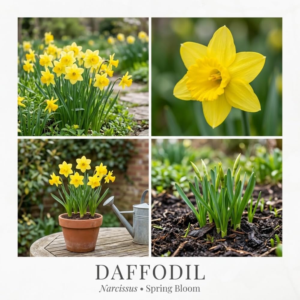 50 Wild Daffodil Bulbs, Lent Lily, Yellow Spring Flowering Perennial for Garden Borders, Cold-Hardy Narcissus for Early Spring Blooms