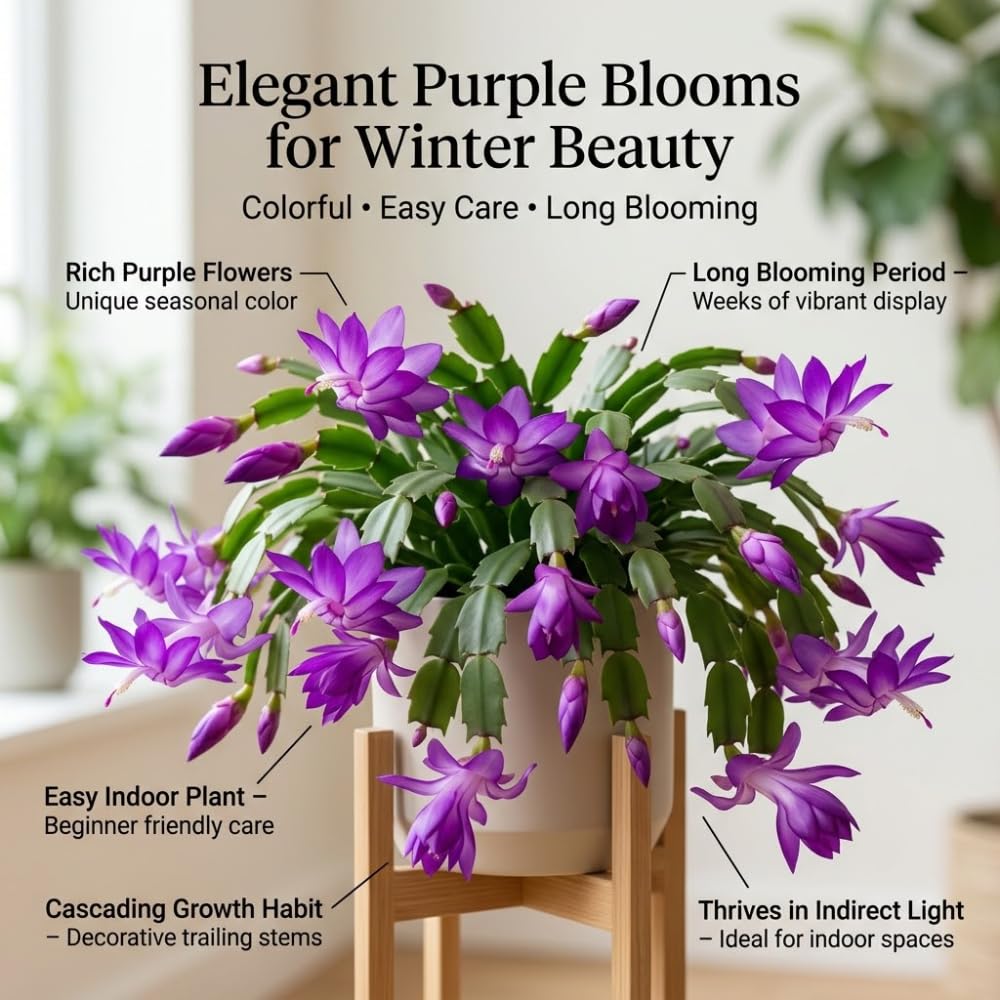 Orange Christmas Cactus Plant, 5-6 Inch Tall, Winter Blooming Succulent Starter for Home Décor, Low Maintenance Plant for Bright Indoor Spaces and Holiday Gifts