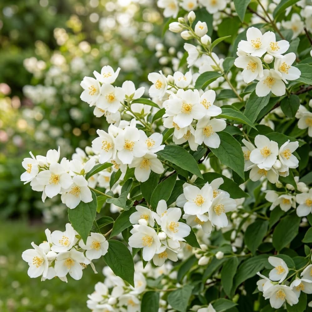 Mock Orange Plant, 4-6" Tall Shrub, Vigorous Deciduous Bush with Intoxicating Fragrance for Backyard Foundation Planting & Garden Borders
