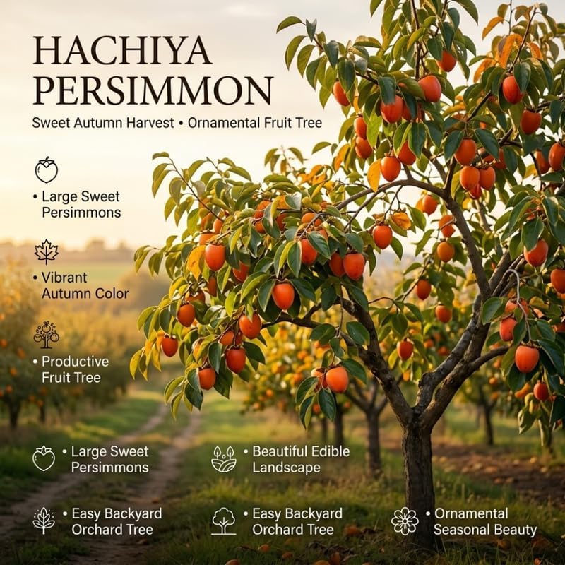 (No Ship to CA,HI,AK) Hachiya Persimmon Tree Live Plant, 3 Gallon Pot, High-Vigor Cold-Hardy Tree for Home Landscapes, Deciduous Shade Tree