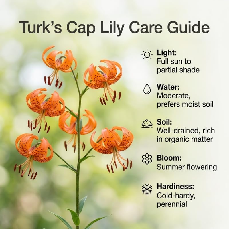 5 Tiger Lily Bulbs - Turk's Cap Lilium Superbum, Orange Flowering Perennial for Shady Garden Borders, Low Maintenance Native Flowering Perennial for Sun