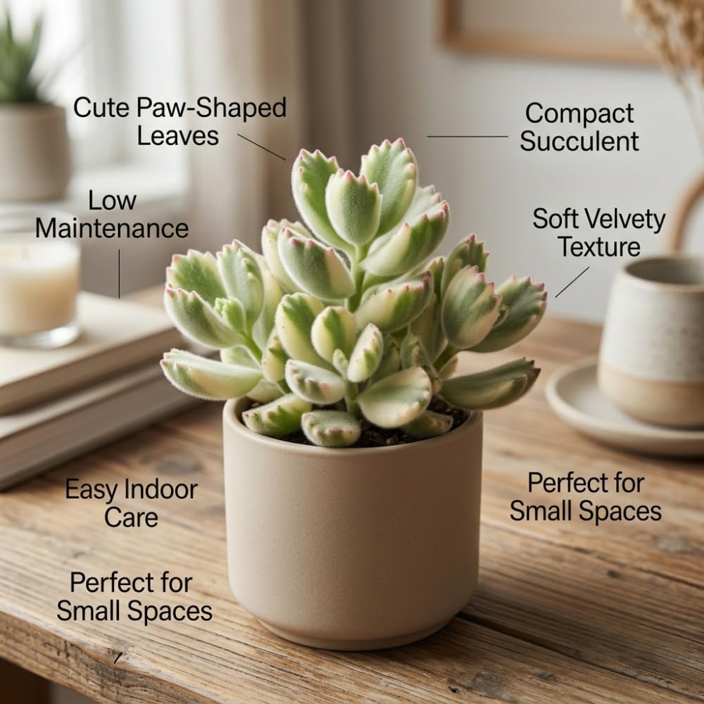 Variegated Bear Paw Succulent Plant Live, 2" Cotyledon Tomentosa Potted, Vigorous Houseplant, Easy to Care Drought Tolerant Decor