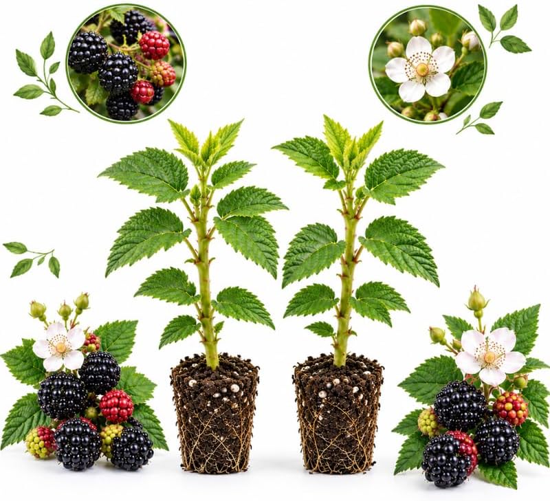 2 Boysenberry Bush, 3-6" Tall Boysenberry Plants Live