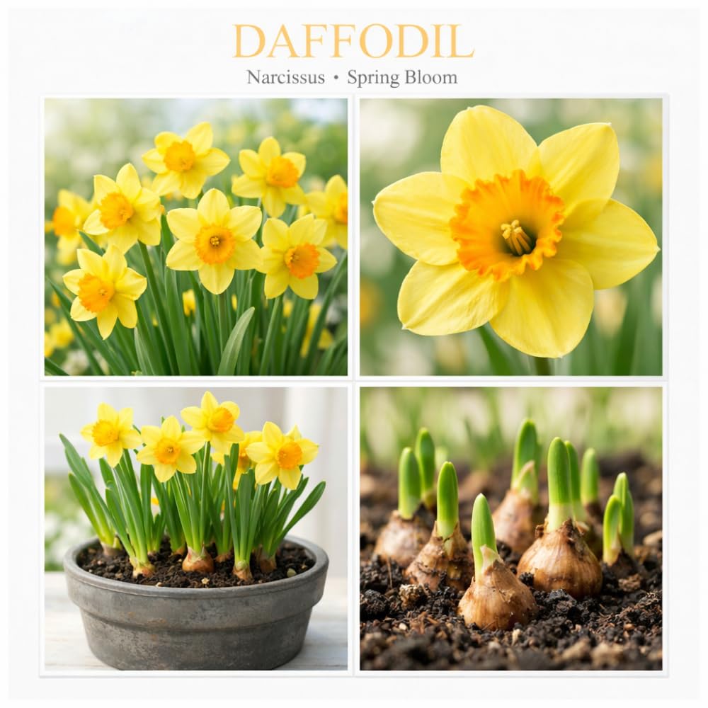 50 Wild Daffodil Bulbs, Lent Lily, Yellow Spring Flowering Perennial for Garden Borders, Cold-Hardy Narcissus for Early Spring Blooms