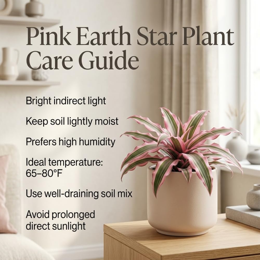 Cryptanthus Bivittatus Plant, 4 Inch Pot, Stunning Pink Earth Star Indoor Plant for Home Décor, Robust Pet-Friendly Bromeliad with Star-Shaped Leaves