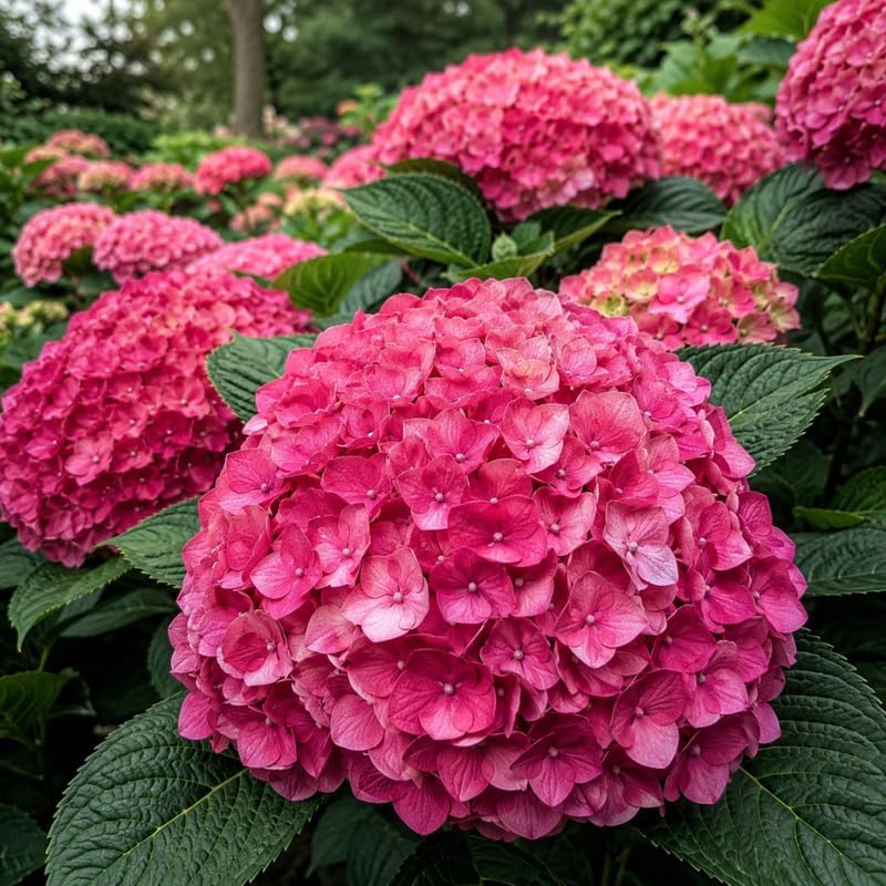 2 Hydrangea Plants Live, Hydrangea Macrophylla Live 4-6 Inch Tall, Grow Robust Floral Clusters for Borders & Outdoor Landscapes