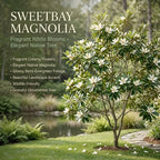 (No Ship to CA,HI,AK) Sweetbay Magnolia Plant, 3 Feet Tall in 3 Gallons Pot, Vigorous Flowering Shrub for Backyard Gardens & Patios, Elegant White Blossoms & Semi-Evergreen Foliage