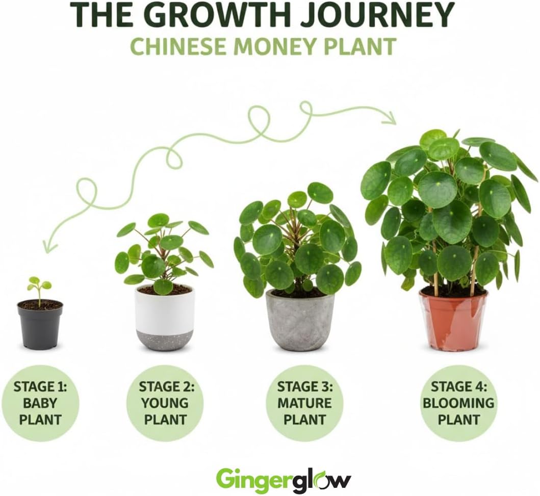 2 Chinese Money Plant Live House Plant in 6 Inch Pot, Pilea Peperomioides Plant, Attractive Indoor Greenery for Desks, Shelves & Small Spaces, Real Plants for Home & Office Décor