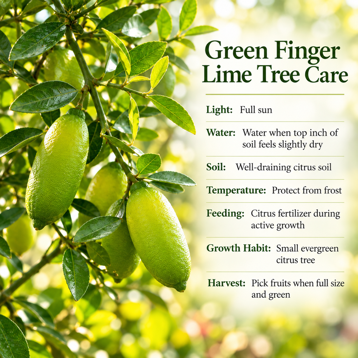 Green Finger Limes Fresh Trees | 1 Gallon Live Potted Citrus Plant | Unique, Juicy Citrus Trees for Indoor & Outdoor Spaces (No Ship to CA,HI,AK)