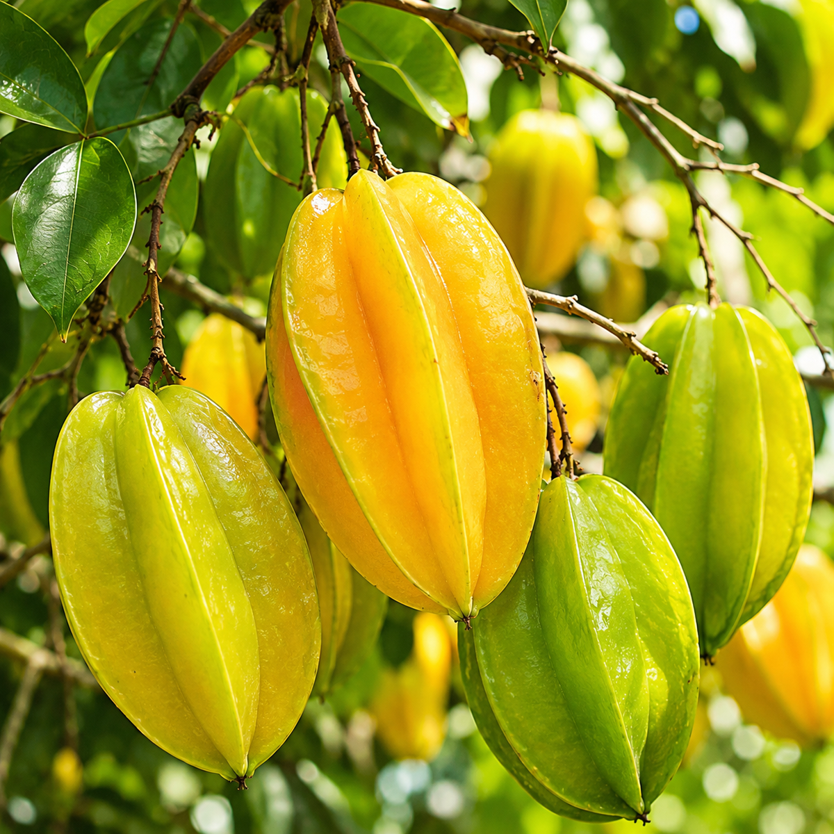 Sweet Starfruit Live Plant, 3 Gallon Pot, Potted Tropical Fruit Tree Starter for Backyard and Large Containers (No Ship to CA,HI,AK)