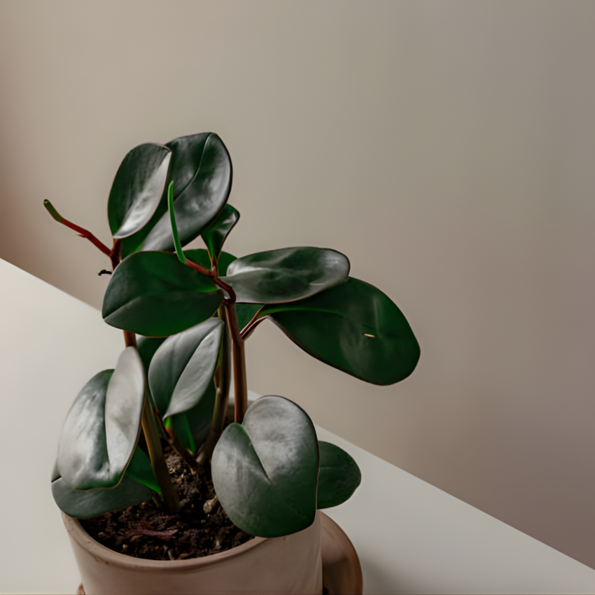 Peperomia Plant Live, Peperomia Clusiifolia Red Margin in 2 Inch Pot, Compact Houseplant for Desk Decor, Shelves and Small Space