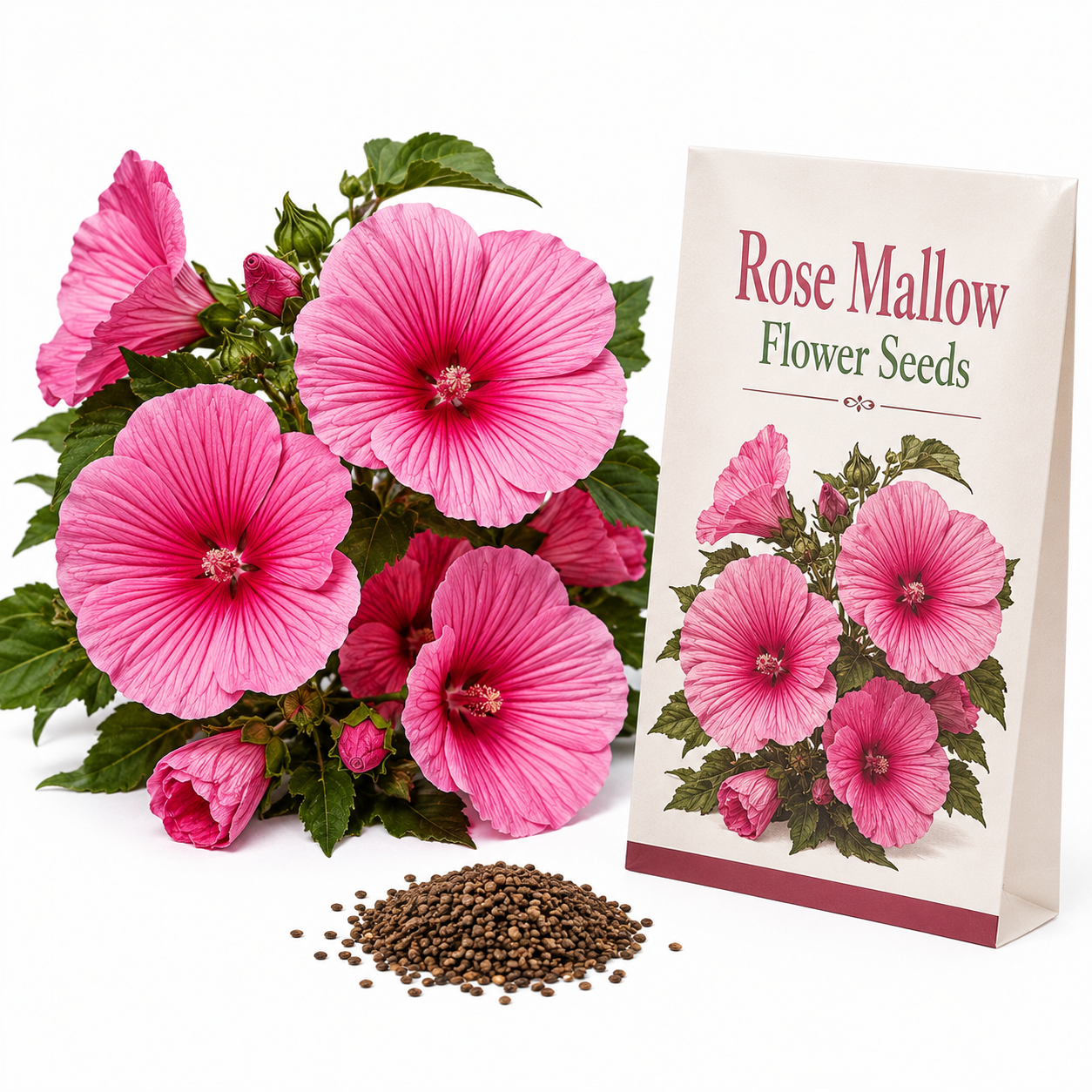 100 Rose Mallow Flower Seeds for Planting, Heirloom, Fast Growing, High-Yield Tall Showy Blooms, Perfect for Privacy Screen and Garden Background