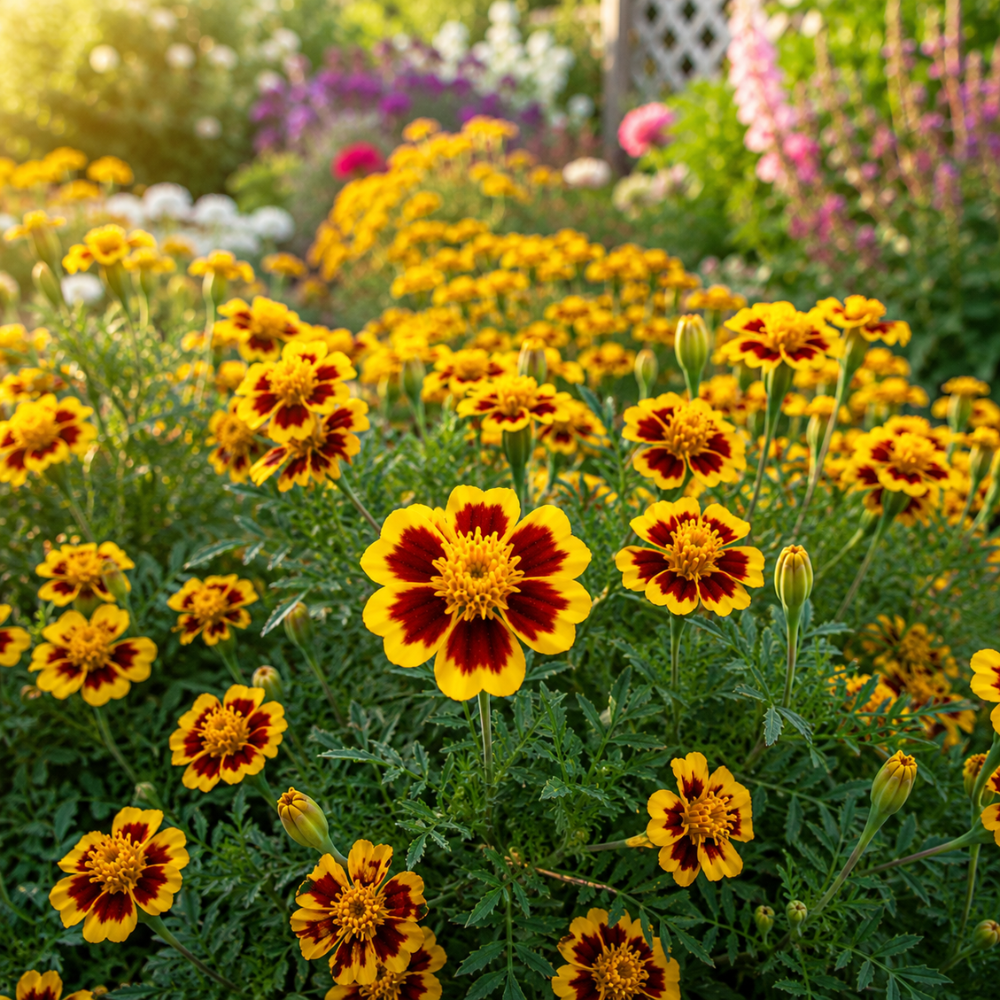 400 Pcs Dainty Marietta French Marigold Seeds, Vigorous Heirloom Tagetes Patula for Planting, Fast-Growing Companion Flowers for Bright Sunlit Gardens