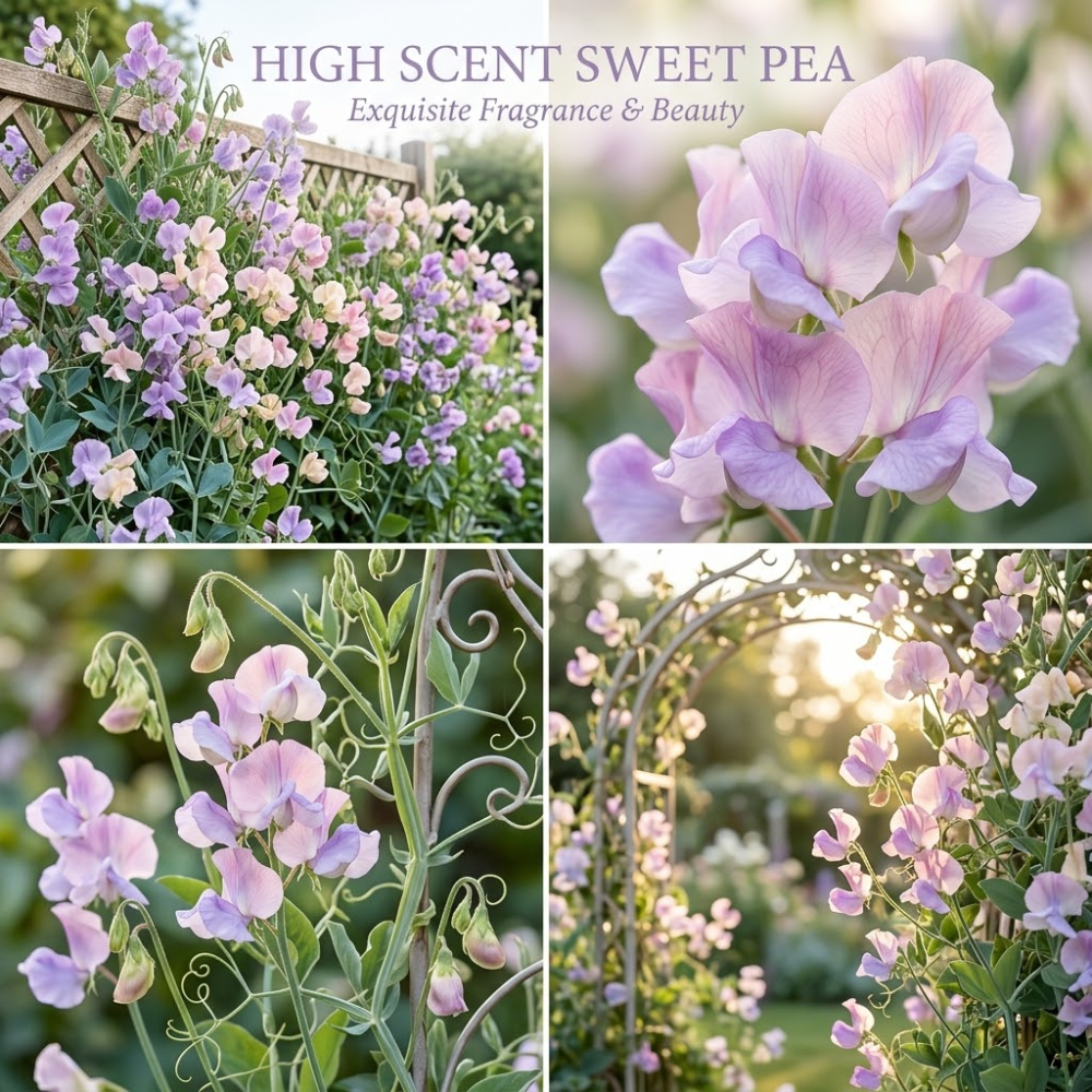 40 Pcs Sweet Pea Seeds, Heirloom High Scent Flowers for Planting, Robust Fast-Growing Vines for Bright Sunlit Spring Gardens