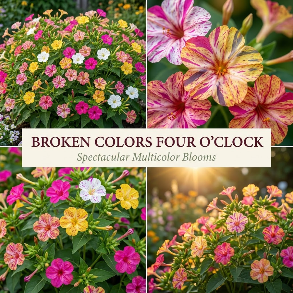 50 Pcs Four O'Clock Seeds, Heirloom Broken Colors Floral for Planting, Fast-Growing Bushy Plants for Bright Sunlit Gardens