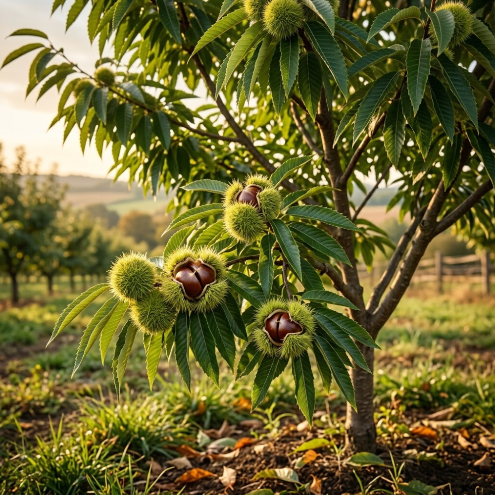 Chinese Chestnut Tree, 3 Gallon Pot, Vigorous Blight,Resistant Nut Tree for Edible Landscapes, Sturdy Cold-Hardy Shade Tree for Sweet Roasting Chestnuts