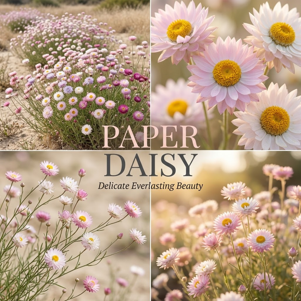 1000 Pcs Paper Daisy Seeds, Heirloom Strawflower Mix for Planting, Robust Fast-Growing Plants for Bright Sunlit Gardens & Floral Crafts