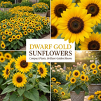 60 Pcs Dwarf Gold Sunflower Seeds for Planting Outdoors, Grow Robust, Easy to Care Vibrant Yellow Blooms for Yard Borders & Window Boxes