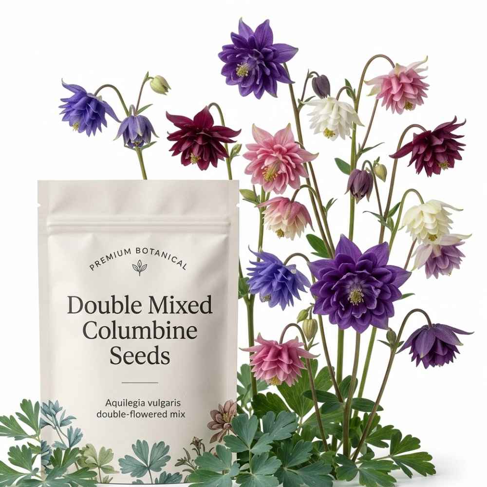 200 Pcs Columbine Seeds, High Germination Double Mix for Planting, Robust Low Maintenance Striking Ruffled Flowers for Yard Borders