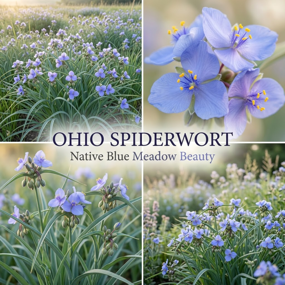 200 Pcs Ohio Spiderwort Seeds, Heirloom Blue Floral Mix for Planting, Robust Fast-Growing Perennial Plants for Sunlit Gardens