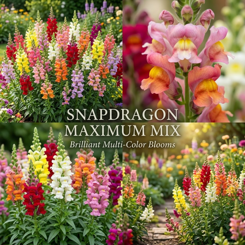 2 Pack Snapdragon Mix (4000 Seeds), Vigorous Flower Seeds for Planting Outdoors, Sturdy Tall Stems & Striking Multicolored Blooms for Cutting Gardens & Patio Decor