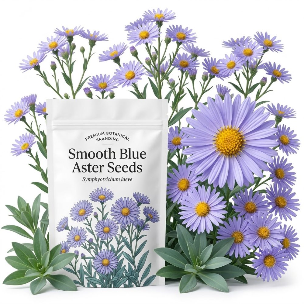 1000 Pcs Blue Aster Seeds, High Germination Fall Blooming for Planting, Low Maintenance Striking Blue Flowers for Sunlit Gardens