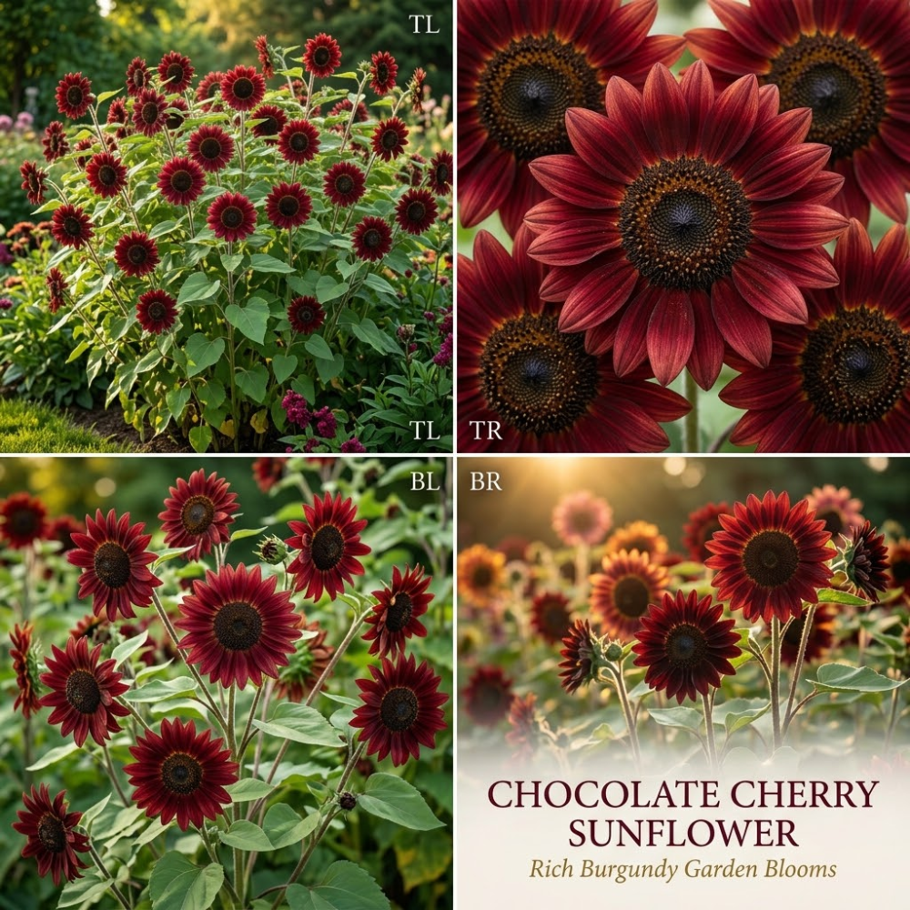 50 Chocolate Cherry Sunflower Seeds, High Germination Mix for Planting, Robust Low Maintenance Dark Velvet Flowers for Sunlit Yard Borders