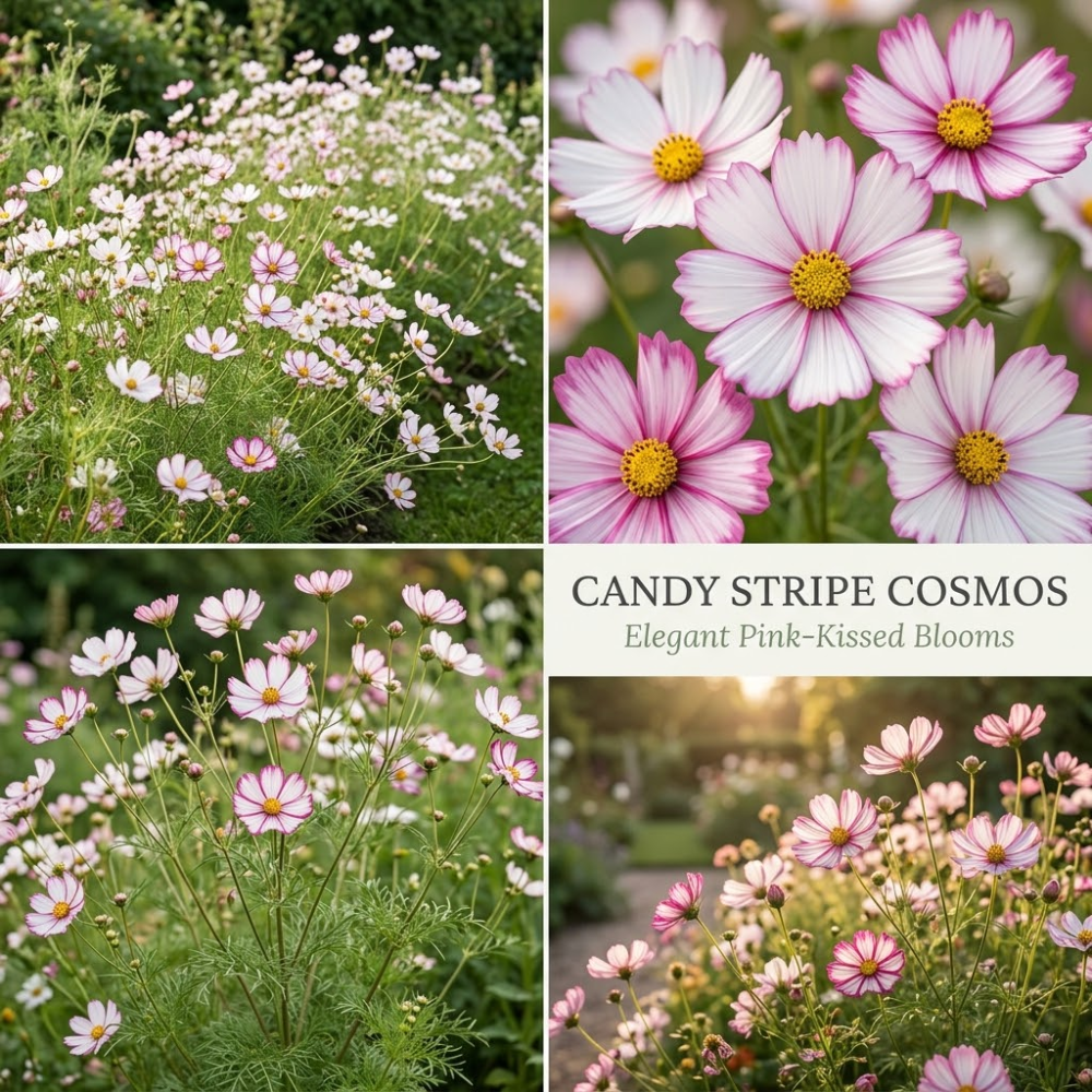 120 Pcs Cosmos Candystripe Flower Seeds, Vigorous Heirloom Floral for Planting, Fast-Growing Plants for Bright Sunlit Gardens