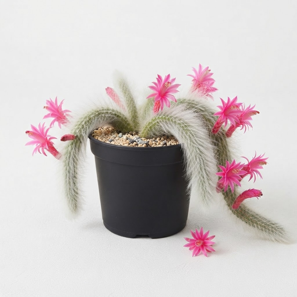 3 Monkey Tail Cactus Live Plant, 2 Inch Pot, Low Maintenance Exotic Succulent, Unique Soft White Spines for Bright Indirect Light