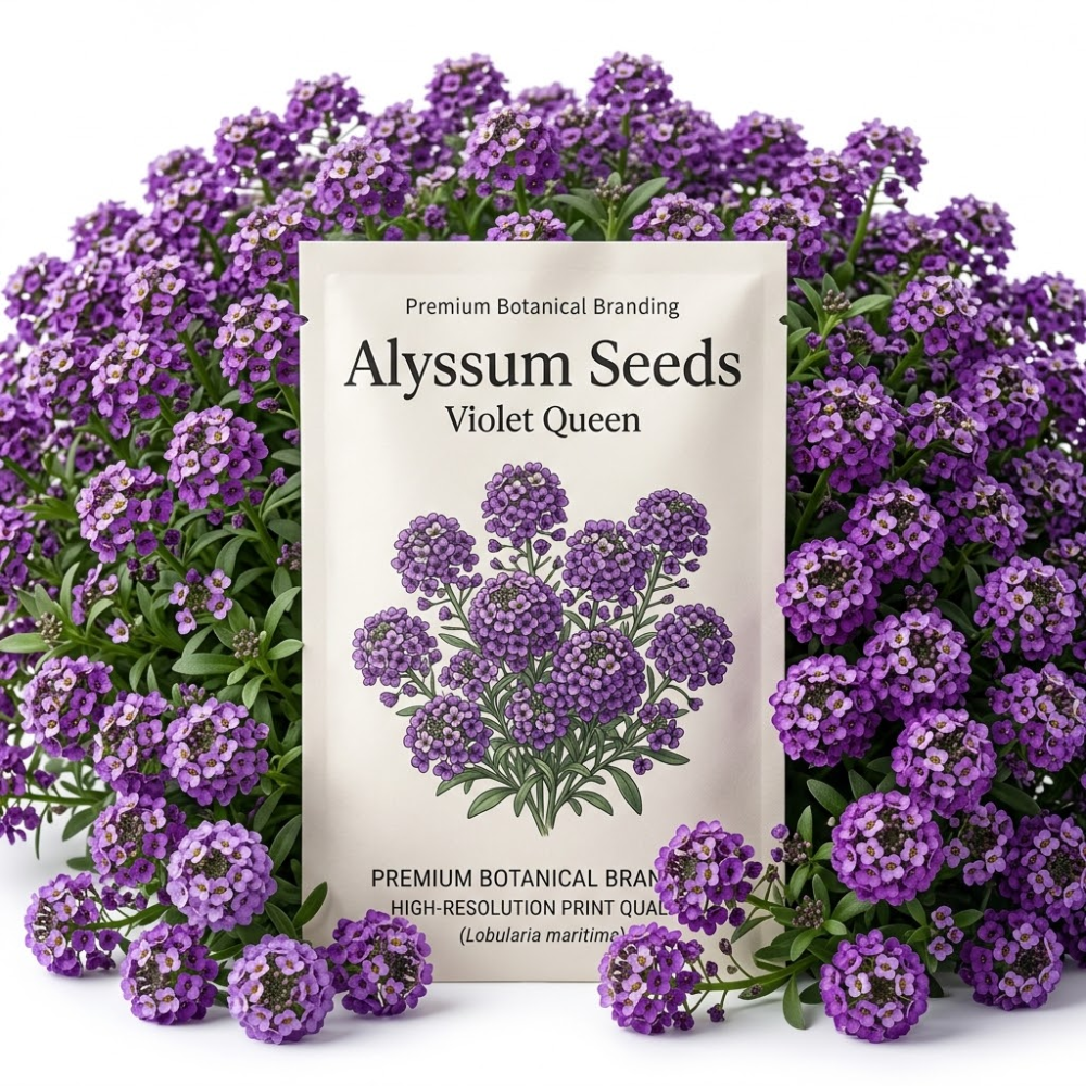 200 Alyssum Seeds, High Germination Violet Queen for Planting, Low Maintenance Trailing Flowers for Sunlit Yard Borders