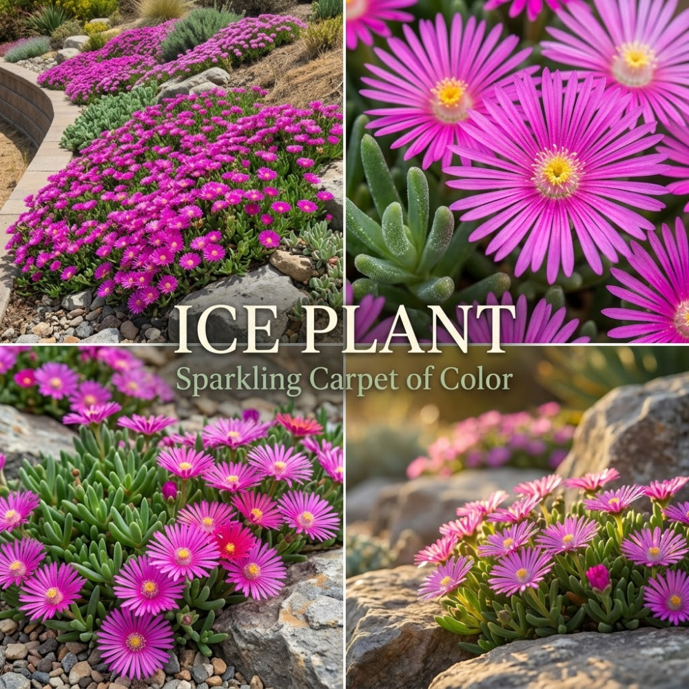 400 Pcs Ice Plant Seeds Perennial, Heirloom Flowers for Planting, Fast-Growing Creeping Plants for Bright Sunlit Yards