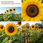 30 Mammoth Sunflower Seeds, High Germination Grey Stripe Seeds for Planting, Low Maintenance Giant Yellow Flowers for Outdoor Gardens