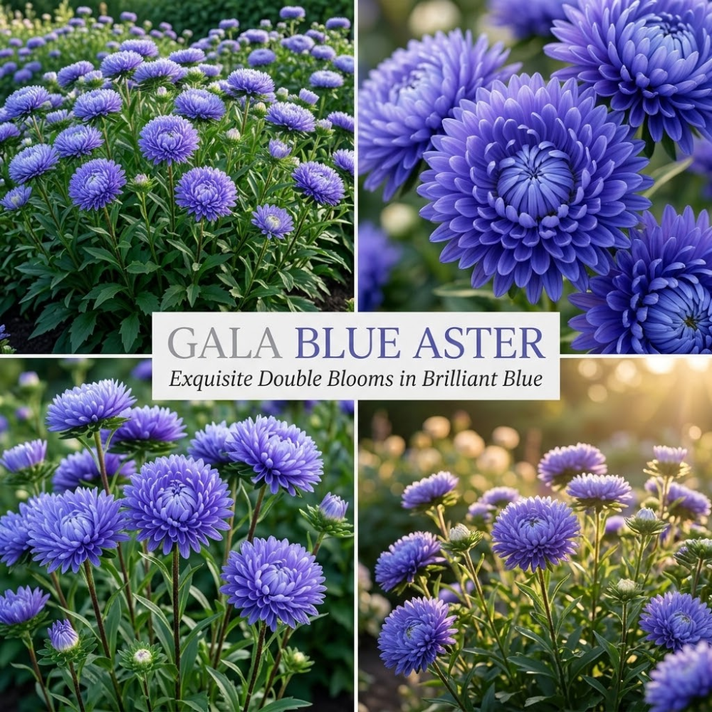 50 Pcs Gala Blue Aster Seeds,, Heirloom Perennial Flowers for Planting, Fast-Growing Plants for Bright Sunlit Gardens & Pollinators