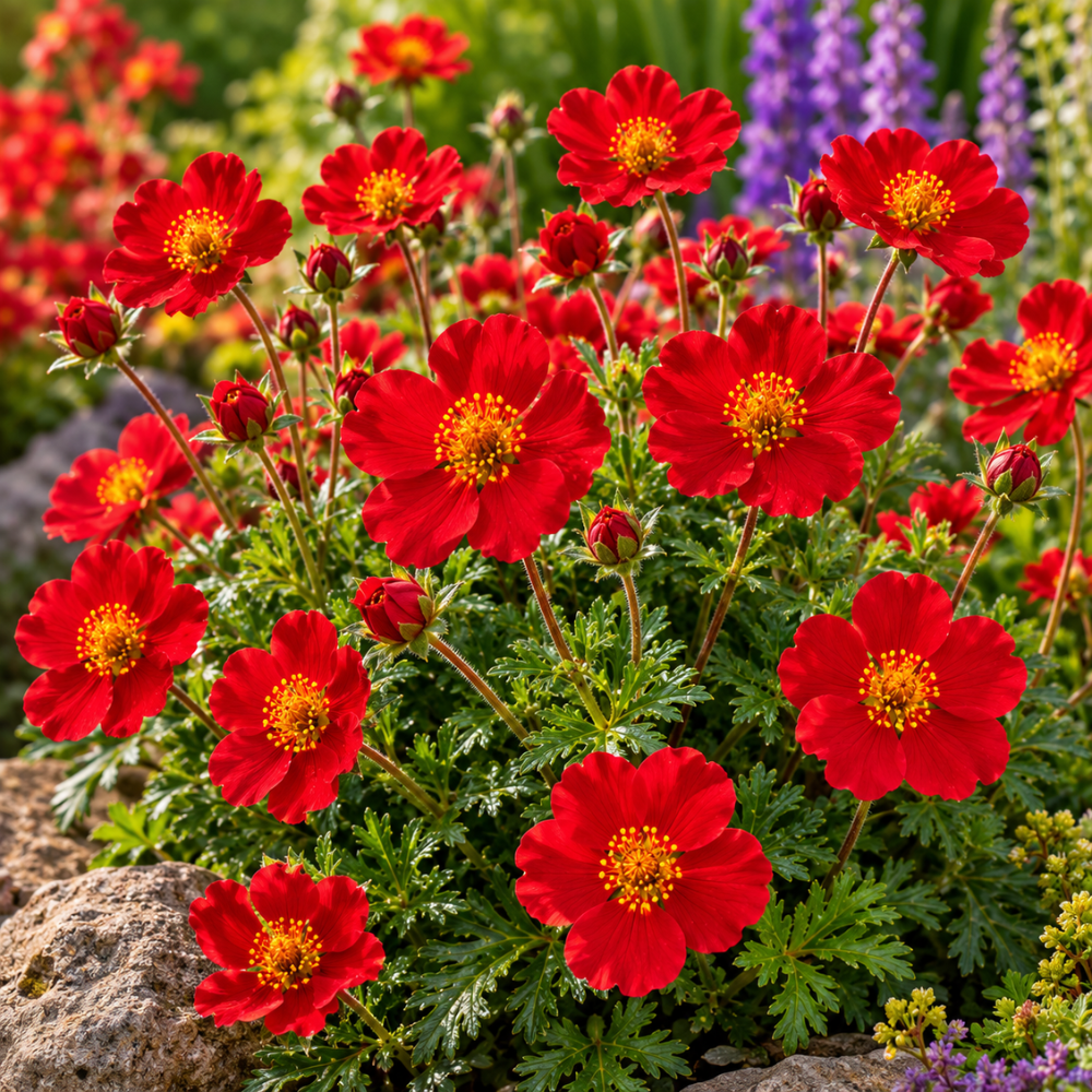 400 Pcs Scarlet Cinquefoil Seeds for Planting Outdoors, Grow Robust, Easy to Care Vibrant Red Flowers with Strawberry Foliage for Wildflower Meadows