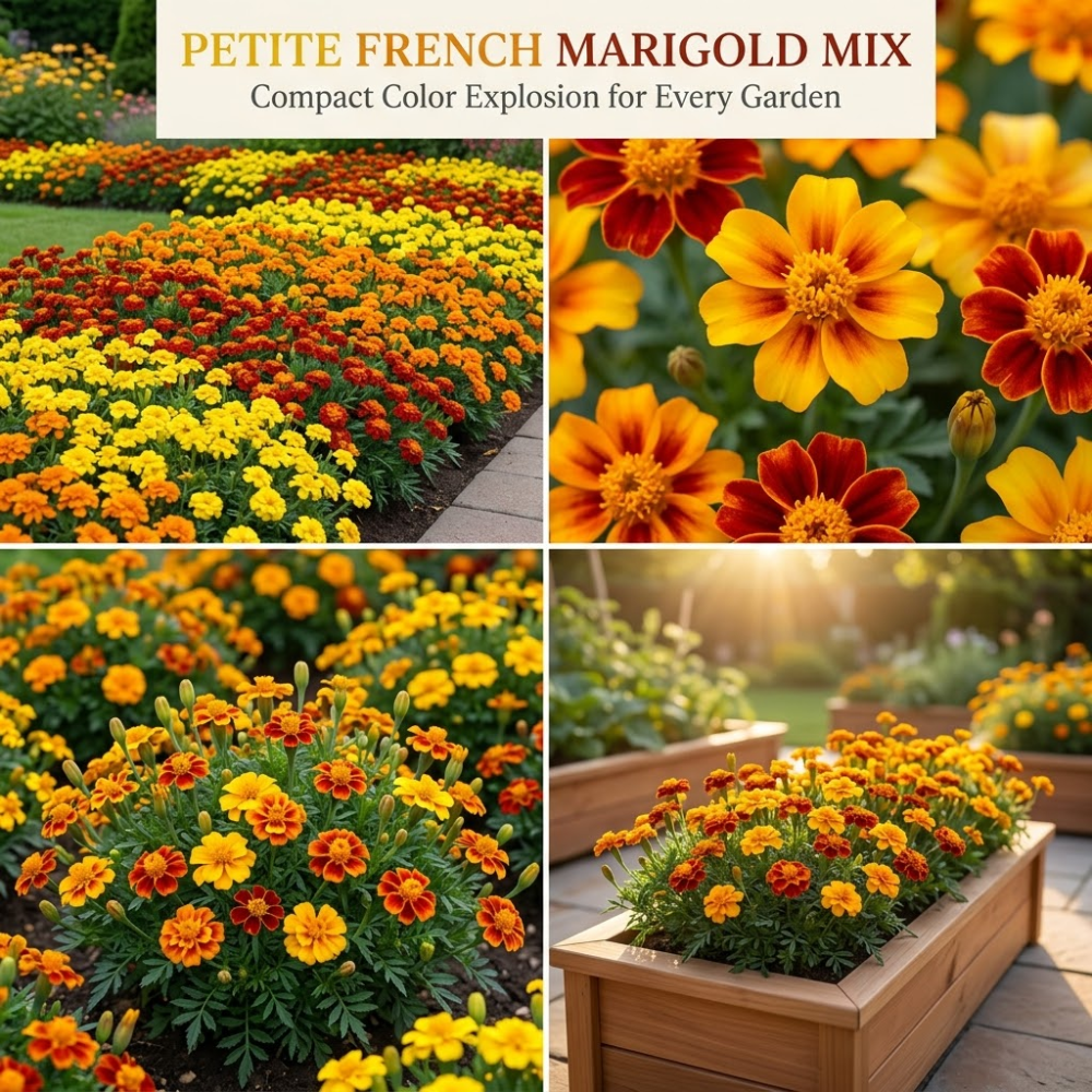 600 Pcs Petite French Marigold Seeds, Heirloom Tagetes Patula Mix for Planting, Fast-Growing Companion Flowers for Bright Sunlit Gardens