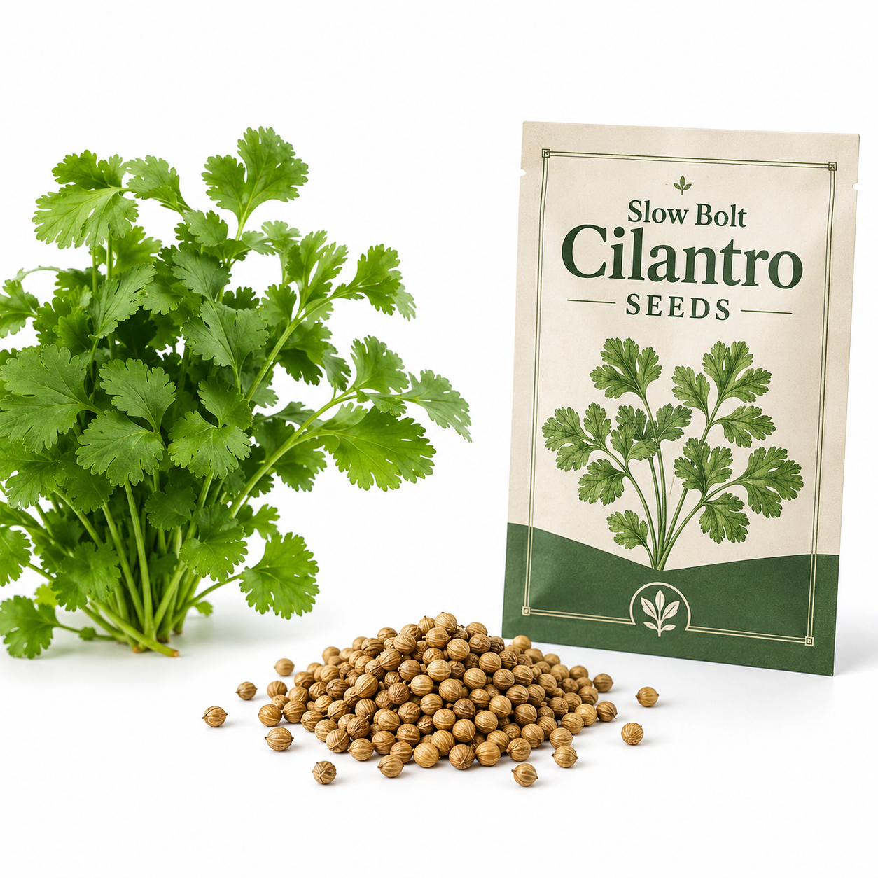 450 Slow Bolt Cilantro Seeds, Non-GMO Coriandrum sativum Seeds, High-Yielding, Heat Tolerant Edible Herb Seeds for Indoor, Outdoor Garden
